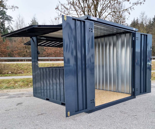 3m Verkaufsbox mit 2 Verkaufsklappen in RAL7016 Anthrazit