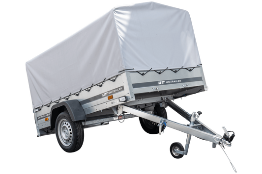 Anhänger Pkw 230x125 Garden Trailer 230 KIPP Unitrailer 750 kg mit Stützrad, Hochplane und Hochspriegel