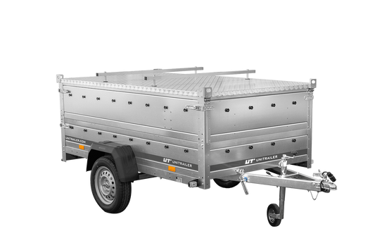 Einachsiger Anhänger 230x125 UNITRAILER GARDEN 230 KIPP mit Bordwandaufsatz und Aludeckel